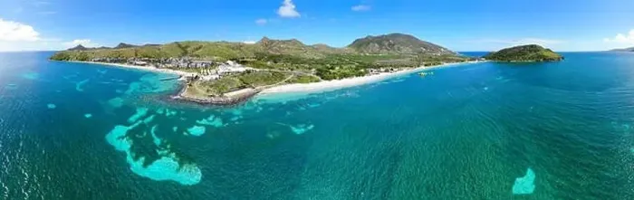 Framed Print : Aerial panoramic view of Christopher Harbor and the Caribbean Sea Framed Print : Aerial panoramic view of Christopher Harbor and the Caribbean Sea