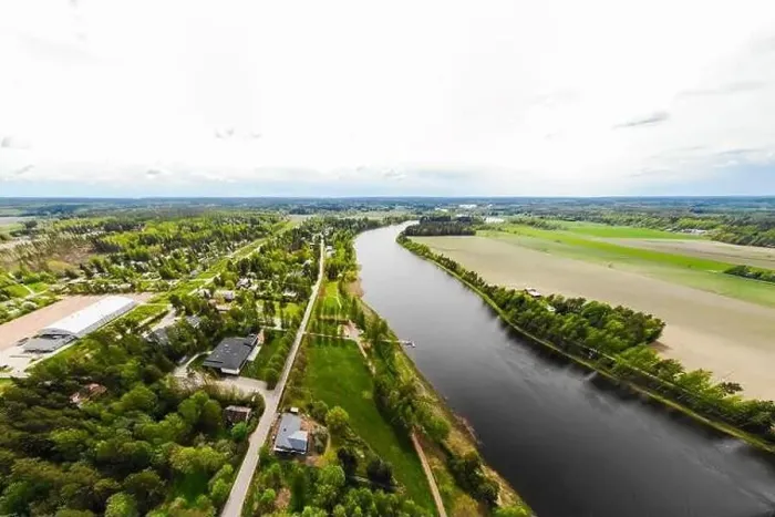 Framed Print : Aerial panoramic view of city Inkeroinen at river Kymijoki, Finland Framed Print : Aerial panoramic view of city Inkeroinen at river Kymijoki, Finland