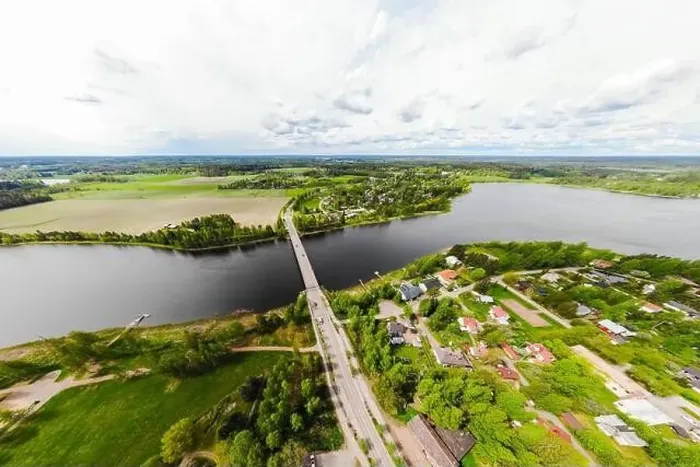 Framed Print : Aerial panoramic view of city Inkeroinen at river Kymijoki, Finland Framed Print : Aerial panoramic view of city Inkeroinen at river Kymijoki, Finland