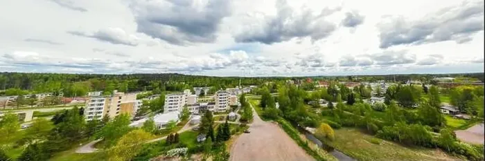 Framed Print : Aerial panoramic view of city Inkeroinen at river Kymijoki, Finland Framed Print : Aerial panoramic view of city Inkeroinen at river Kymijoki, Finland
