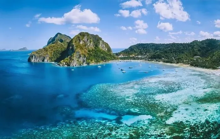 Framed Print : Aerial panoramic view of Corong Corong lagoon with moored boats. El Nido village, Palawan, Philippines Framed Print : Aerial panoramic view of Corong Corong lagoon with moored boats. El Nido village, Palawan, Philippines
