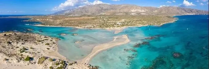 Framed Print : Aerial panoramic view of Elafonisi Beach, one of the most popular tourist destinations in the southwest of Crete, Greece Framed Print : Aerial panoramic view of Elafonisi Beach, one of the most popular tourist destinations in the southwest of Crete, Greece