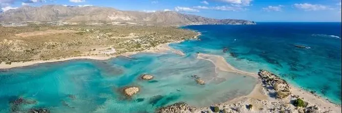 Framed Print : Aerial panoramic view of Elafonisi Beach, one of the most popular tourist destinations in the southwest of Crete, Greece Framed Print : Aerial panoramic view of Elafonisi Beach, one of the most popular tourist destinations in the southwest of Crete, Greece
