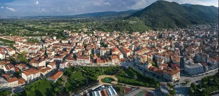 Framed Print : Aerial panoramic view of Florina city in northern Greece Framed Print : Aerial panoramic view of Florina city in northern Greece