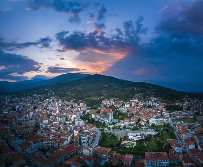 Framed Print : Aerial panoramic view of Florina city in northern Greece Framed Print : Aerial panoramic view of Florina city in northern Greece