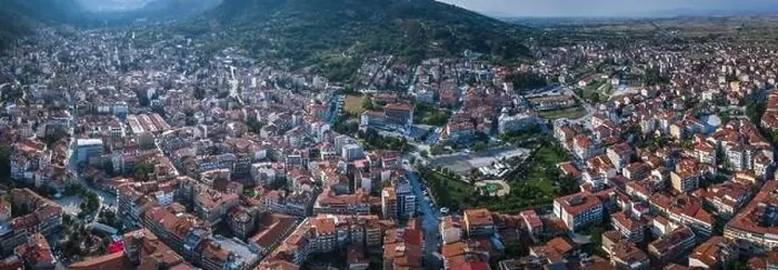 Framed Print : Aerial panoramic view of Florina city in northern Greece Framed Print : Aerial panoramic view of Florina city in northern Greece