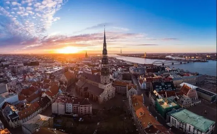 Framed Print : Aerial panoramic view to histirical center Riga Framed Print : Aerial panoramic view to histirical center Riga