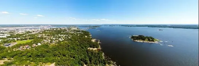 Framed Print : Aerial panoramic view of island Kotkansaari in Kotka, Finland Framed Print : Aerial panoramic view of island Kotkansaari in Kotka, Finland