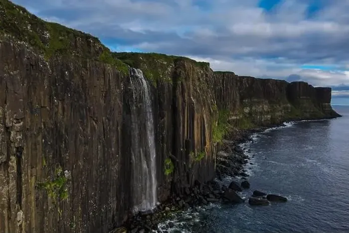 Framed Print : Aerial panoramic view of Kilt Rock & Mealt Falls on the coast of the isle of Skye in Scotland Framed Print : Aerial panoramic view of Kilt Rock & Mealt Falls on the coast of the isle of Skye in Scotland