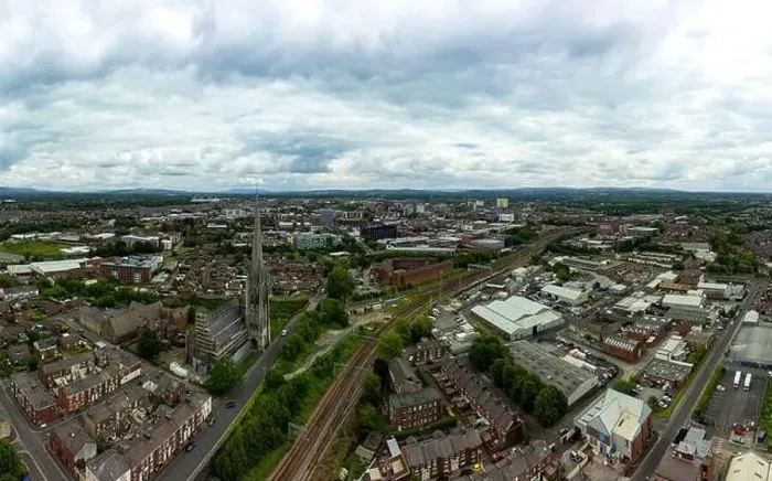 Framed Print : Aerial Panoramic View of Lancashire England Framed Print : Aerial Panoramic View of Lancashire England