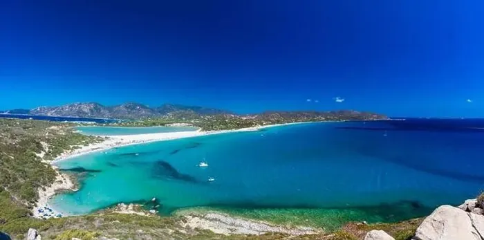 Framed Print : Aerial done panoramic view of Porto Giunco beach and tower in Villasimius, Sardinia, Italy Framed Print : Aerial done panoramic view of Porto Giunco beach and tower in Villasimius, Sardinia, Italy