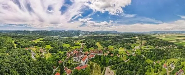 Framed Print : Aerial Panoramic View on Ptujska Gora Church and Slovenia Countryside Framed Print : Aerial Panoramic View on Ptujska Gora Church and Slovenia Countryside