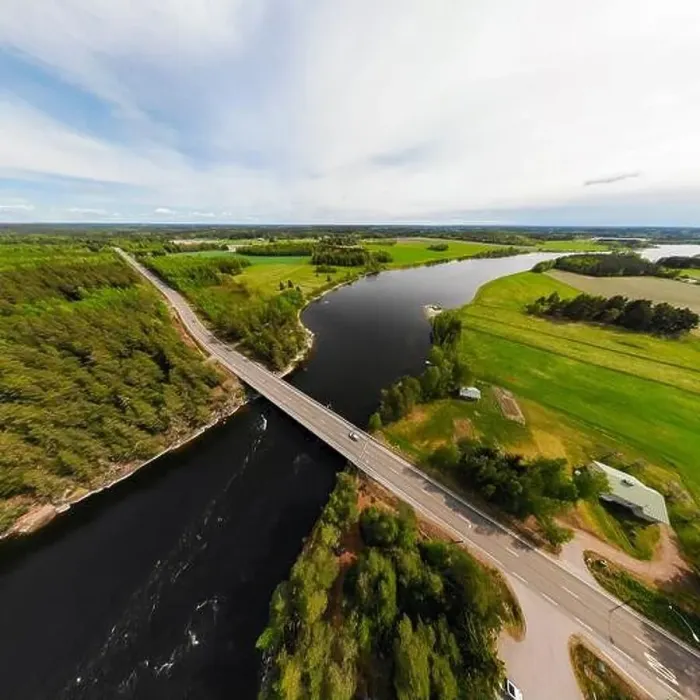 Framed Print : Aerial panoramic view of rapid Susikoski at river Kymijoki, Finland Framed Print : Aerial panoramic view of rapid Susikoski at river Kymijoki, Finland