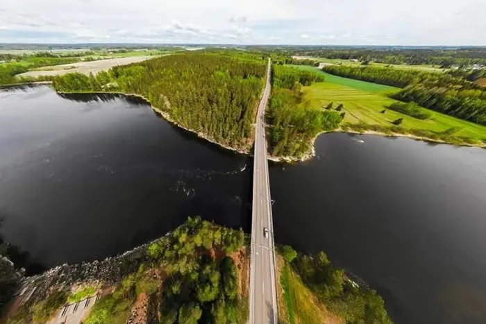 Framed Print : Aerial panoramic view of rapid Susikoski at river Kymijoki, Finland Framed Print : Aerial panoramic view of rapid Susikoski at river Kymijoki, Finland