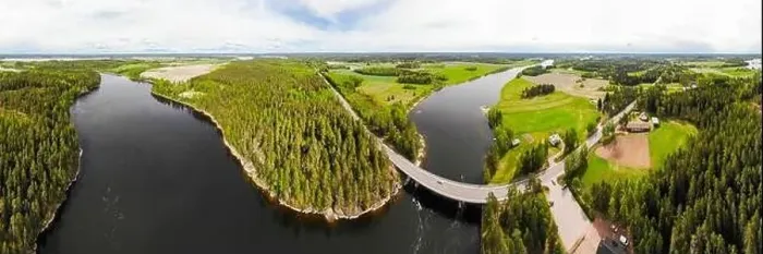 Framed Print : Aerial panoramic view of rapid Susikoski at river Kymijoki, Finland Framed Print : Aerial panoramic view of rapid Susikoski at river Kymijoki, Finland