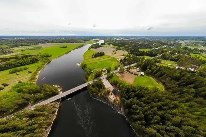 Framed Print : Aerial panoramic view of rapid Susikoski at river Kymijoki, Finland Framed Print : Aerial panoramic view of rapid Susikoski at river Kymijoki, Finland