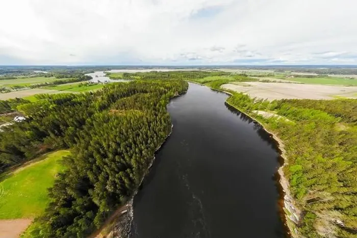 Framed Print : Aerial panoramic view of rapid Susikoski at river Kymijoki, Finland Framed Print : Aerial panoramic view of rapid Susikoski at river Kymijoki, Finland