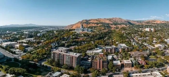 Framed Print : Aerial panoramic view of the Salt Lake City skyline Utah Framed Print : Aerial panoramic view of the Salt Lake City skyline Utah