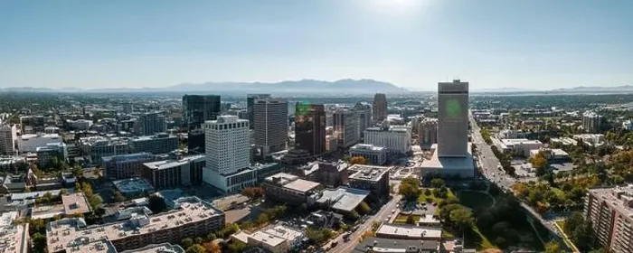 Framed Print : Aerial panoramic view of the Salt Lake City skyline Utah Framed Print : Aerial panoramic view of the Salt Lake City skyline Utah