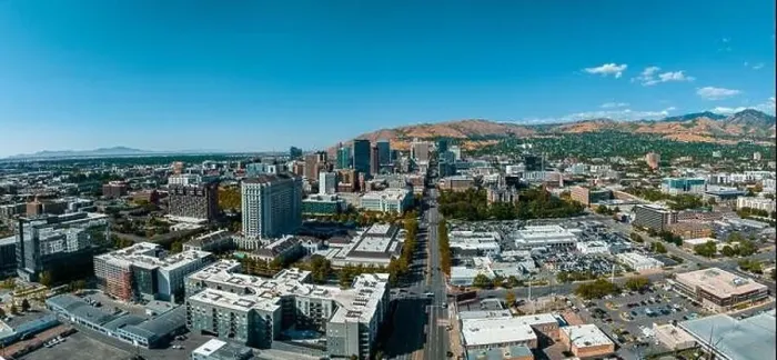 Framed Print : Aerial panoramic view of the Salt Lake City skyline Utah Framed Print : Aerial panoramic view of the Salt Lake City skyline Utah