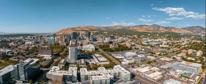 Framed Print : Aerial panoramic view of the Salt Lake City skyline Utah Framed Print : Aerial panoramic view of the Salt Lake City skyline Utah