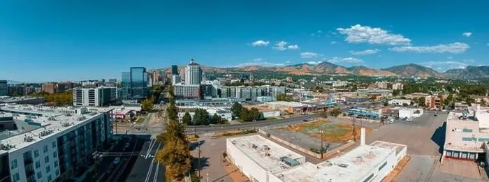 Framed Print : Aerial panoramic view of the Salt Lake City skyline Utah Framed Print : Aerial panoramic view of the Salt Lake City skyline Utah