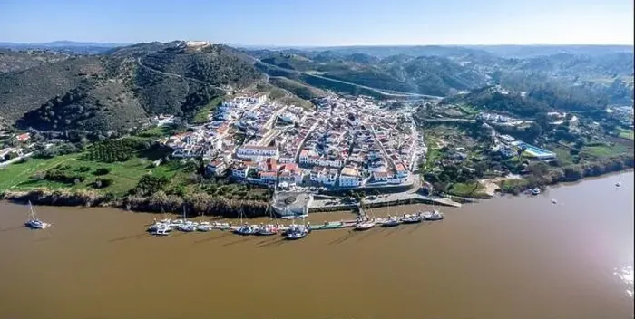Framed Print : Aerial panoramic view of Sanlucar de Guadiana village in Huelva Framed Print : Aerial panoramic view of Sanlucar de Guadiana village in Huelva