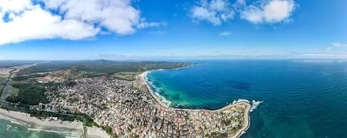 Framed Print : Aerial panoramic view of town of Primorsko, Burgas Region, Bulgaria Framed Print : Aerial panoramic view of town of Primorsko, Burgas Region, Bulgaria