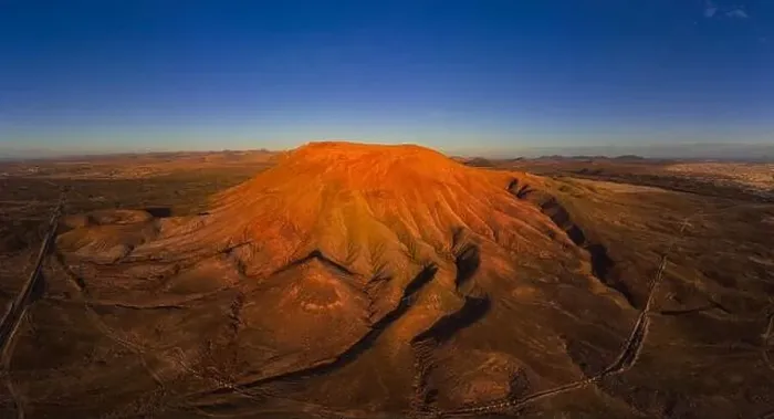 Framed Print : Aerial Panoramic view of the Volcanic Mountain of Montana Roja Fuerteventura Framed Print : Aerial Panoramic view of the Volcanic Mountain of Montana Roja Fuerteventura