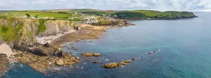 Framed Print : Aerial panoramic vista of Hope Cove in the South Hams, Devon, England, United Kingdom, Europe Framed Print : Aerial panoramic vista of Hope Cove in the South Hams, Devon, England, United Kingdom, Europe