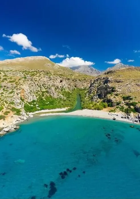 Framed Print : Aerial photo by drone of Preveli beach, Retymno, Crete Island, Greek Islands, Greece, Europe Framed Print : Aerial photo by drone of Preveli beach, Retymno, Crete Island, Greek Islands, Greece, Europe