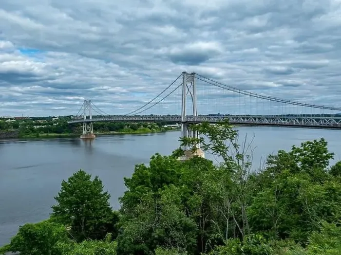 Framed Print : Aerial photo of the Franklin Delano Roosevelt Mid-Hudson Bridge over the Hudson River, Poughkeepsie NY Framed Print : Aerial photo of the Franklin Delano Roosevelt Mid-Hudson Bridge over the Hudson River, Poughkeepsie NY