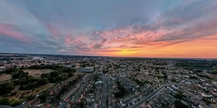 Framed Print : An aerial photo of Ipswich, Suffolk, UK at sunset Framed Print : An aerial photo of Ipswich, Suffolk, UK at sunset