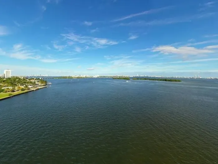 Framed Print : Aerial photo Miami Biscayne Bay view of islands Framed Print : Aerial photo Miami Biscayne Bay view of islands