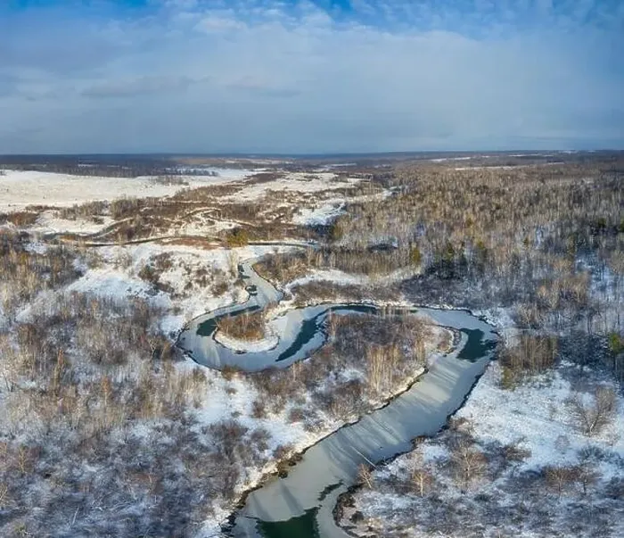 Framed Print : Aerial photo panorama of Koen river under ice and snow. Beautiful winter landscape Framed Print : Aerial photo panorama of Koen river under ice and snow. Beautiful winter landscape