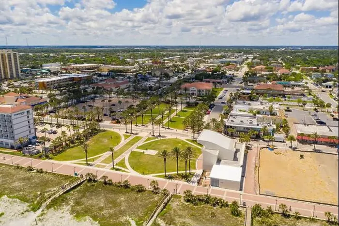 Framed Print : Aerial photo Seawalk Pavilion Jacksonville Beach FL USA