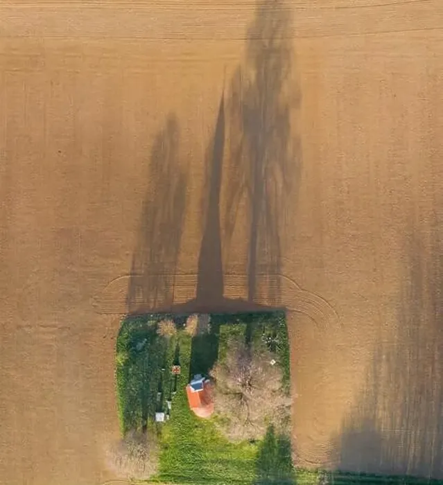 Framed Print : aerial photo of a small chapel with morning sunshine Framed Print : aerial photo of a small chapel with morning sunshine