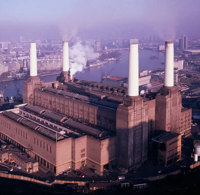 Framed Print : aerial photograph of the smoking chimneys of Battersea Power Station Framed Print : aerial photograph of the smoking chimneys of Battersea Power Station