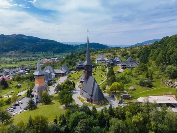 Framed Print : Aerial photography of Barsana monastery located in Maramures County