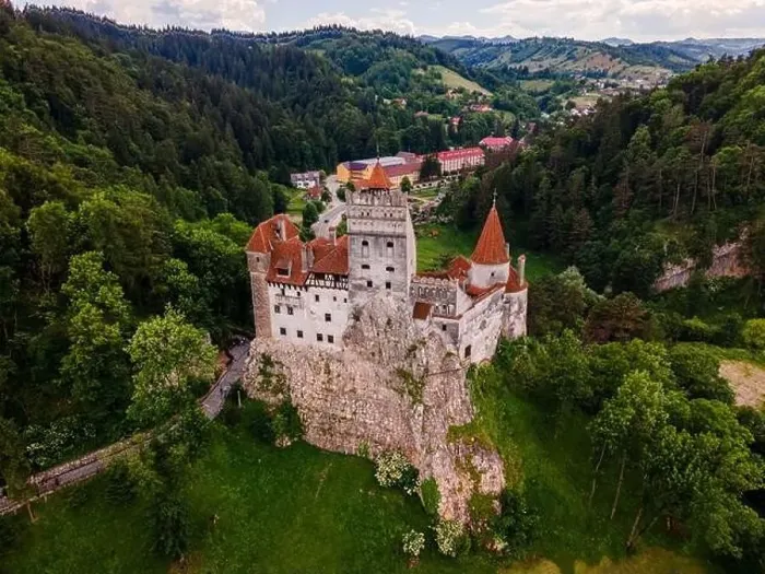 Framed Print : Aerial photography over Bran castle in Brasov Framed Print : Aerial photography over Bran castle in Brasov