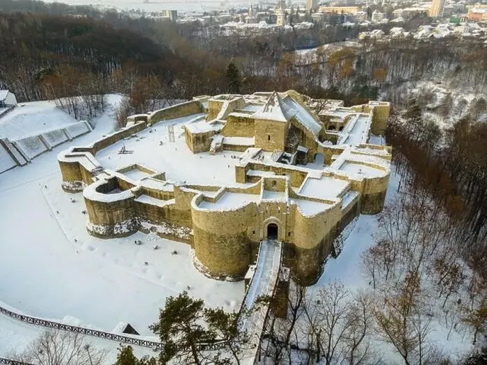 Framed Print : Aerial photography of the medieval fortress from Suceava Framed Print : Aerial photography of the medieval fortress from Suceava