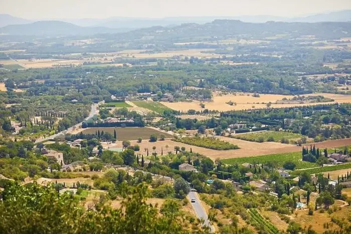 Framed Print : Aerial scenic Mediterranean landscape with cypresses, olive trees and vineyards in Provence, Southern France Framed Print : Aerial scenic Mediterranean landscape with cypresses, olive trees and vineyards in Provence, Southern France