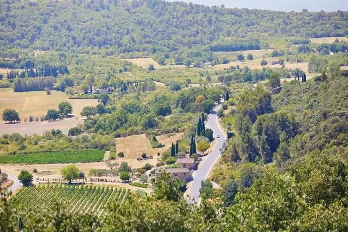 Framed Print : Aerial scenic Mediterranean landscape with cypresses, olive trees and vineyards in Provence, Southern France Framed Print : Aerial scenic Mediterranean landscape with cypresses, olive trees and vineyards in Provence, Southern France