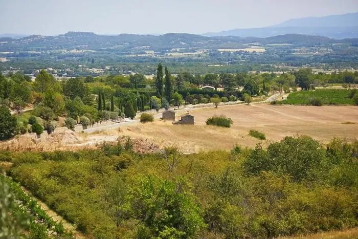 Framed Print : Aerial scenic Mediterranean landscape with cypresses, olive trees and vineyards in Provence, Southern France Framed Print : Aerial scenic Mediterranean landscape with cypresses, olive trees and vineyards in Provence, Southern France