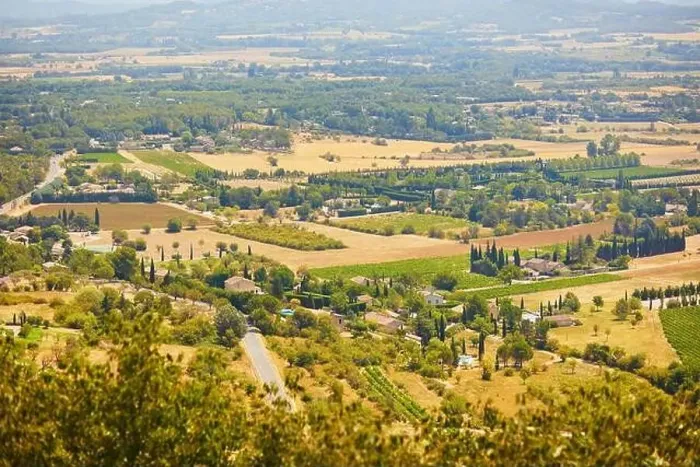 Framed Print : Aerial scenic Mediterranean landscape with cypresses, olive trees and vineyards in Provence, Southern France Framed Print : Aerial scenic Mediterranean landscape with cypresses, olive trees and vineyards in Provence, Southern France