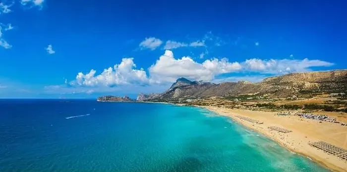 Framed Print : Aerial shot of beautiful turquoise beach Falasarna (Falassarna) in Crete Framed Print : Aerial shot of beautiful turquoise beach Falasarna (Falassarna) in Crete