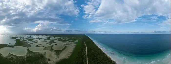 Framed Print : Aerial shot of Boca Paila, Tulum, Mexico