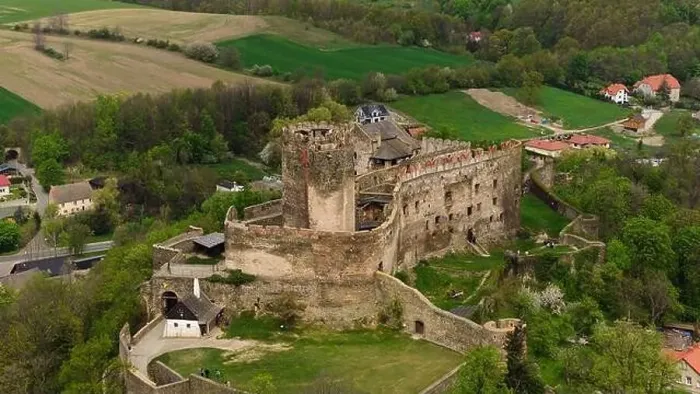 Framed Print : Aerial shot captures the medieval Bolkow Castle in Lower Silesia, Poland Framed Print : Aerial shot captures the medieval Bolkow Castle in Lower Silesia, Poland