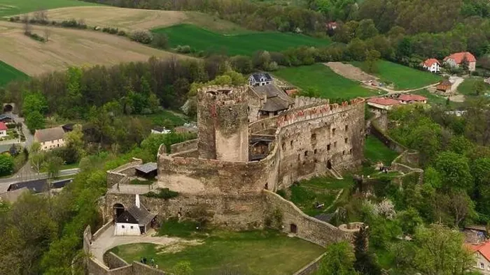 Framed Print : Aerial shot captures the medieval Bolkow Castle in Lower Silesia, Poland Framed Print : Aerial shot captures the medieval Bolkow Castle in Lower Silesia, Poland