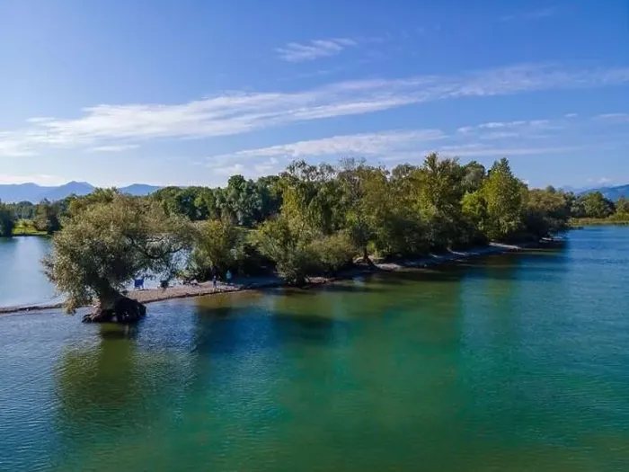 Framed Print : Aerial shot with a drone of the local recreation area at the Wocherhafen at the Lake Constance in Austria Framed Print : Aerial shot with a drone of the local recreation area at the Wocherhafen at the Lake Constance in Austria
